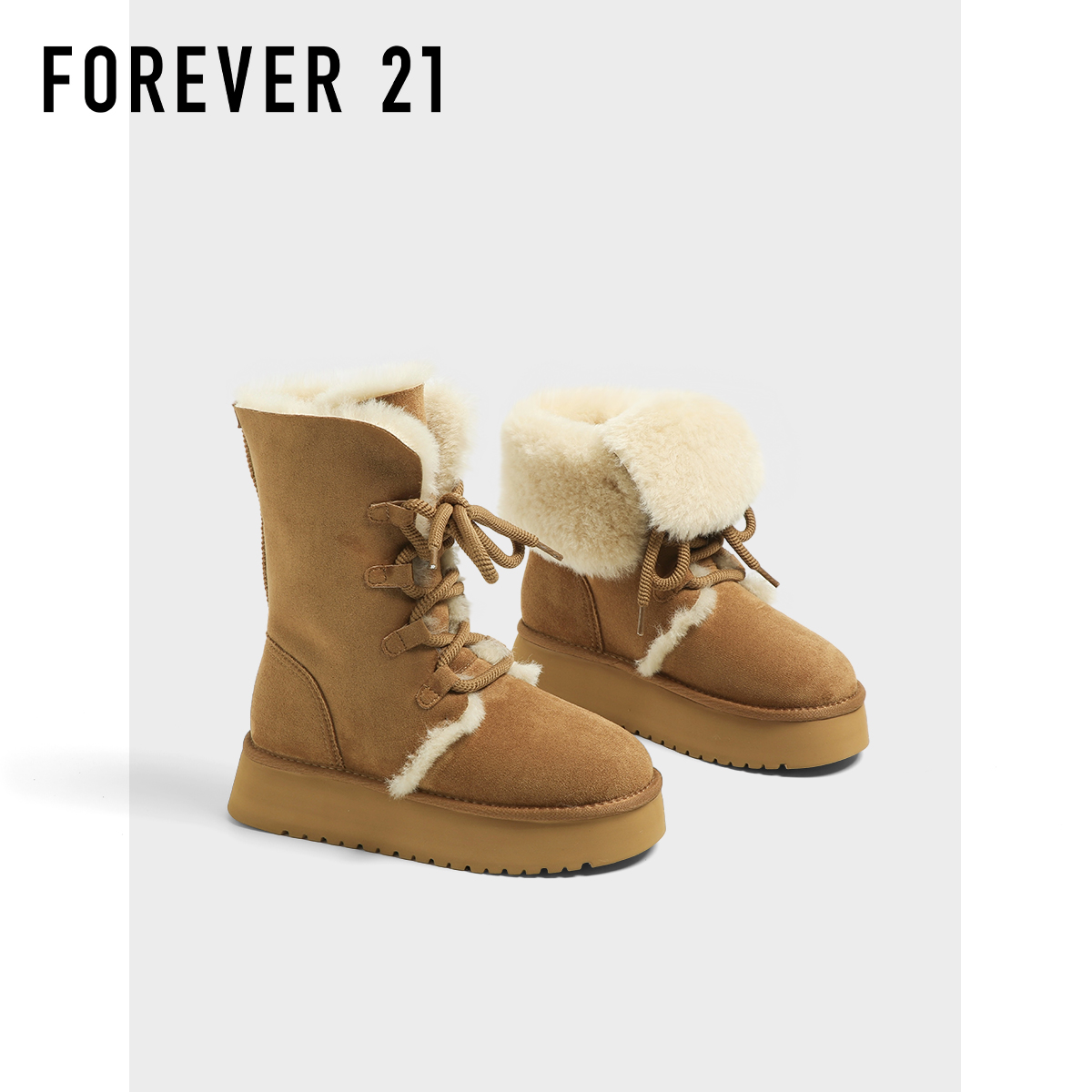 F21加绒加厚雪地靴女2025新款冬