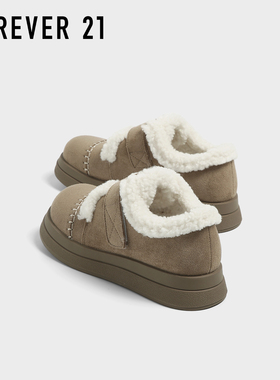 F21时尚百搭加绒勃肯鞋女2025年秋冬季新款保暖板鞋加厚包头棉鞋