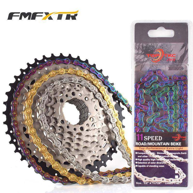 公路山地车自行车链条9速10 11s镂空超轻27速30 变速单车链子配件