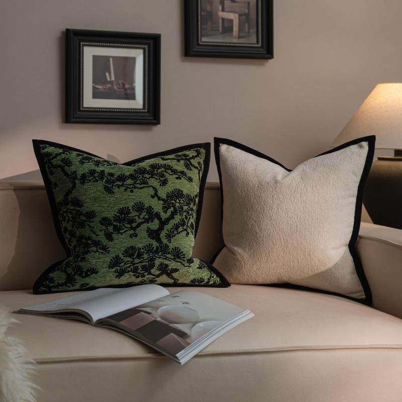 新中式雪尼尔提花客厅沙发抱枕靠垫法式中古风纯色黑边床头靠枕,标准件/零部件/工业耗材,其他五金件,淘宝优惠券,粉丝福利购,淘宝优惠卷