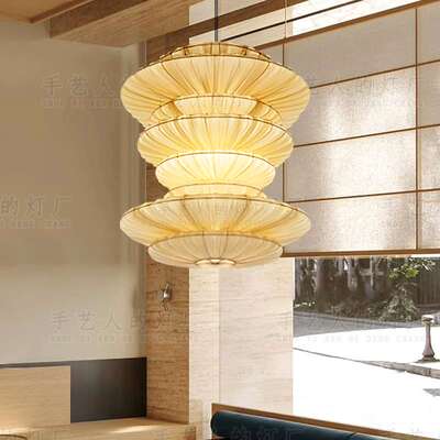 日式客厅复式楼梯商用餐饮创意餐厅书房茶室酒店大堂吧台艺术吊灯