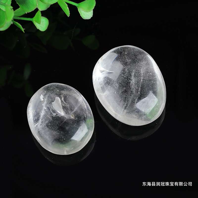 厂家 天然白水晶原石随形打磨抛光把玩件白水晶手把件家居摆件