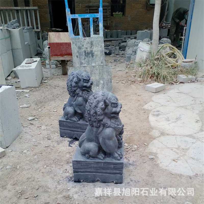 石雕青石狮子 汉白玉大理石雕刻狮子 户外庭院门口摆件石狮子现货