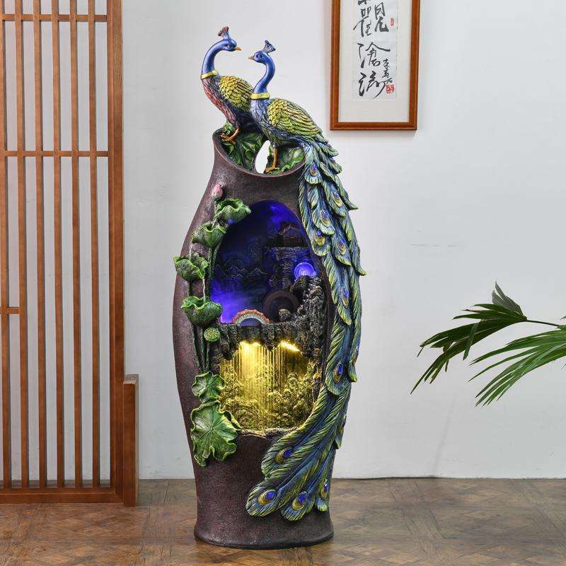 假山流水喷泉水景家居装饰品客厅办公室加湿器室内招财风水轮摆件