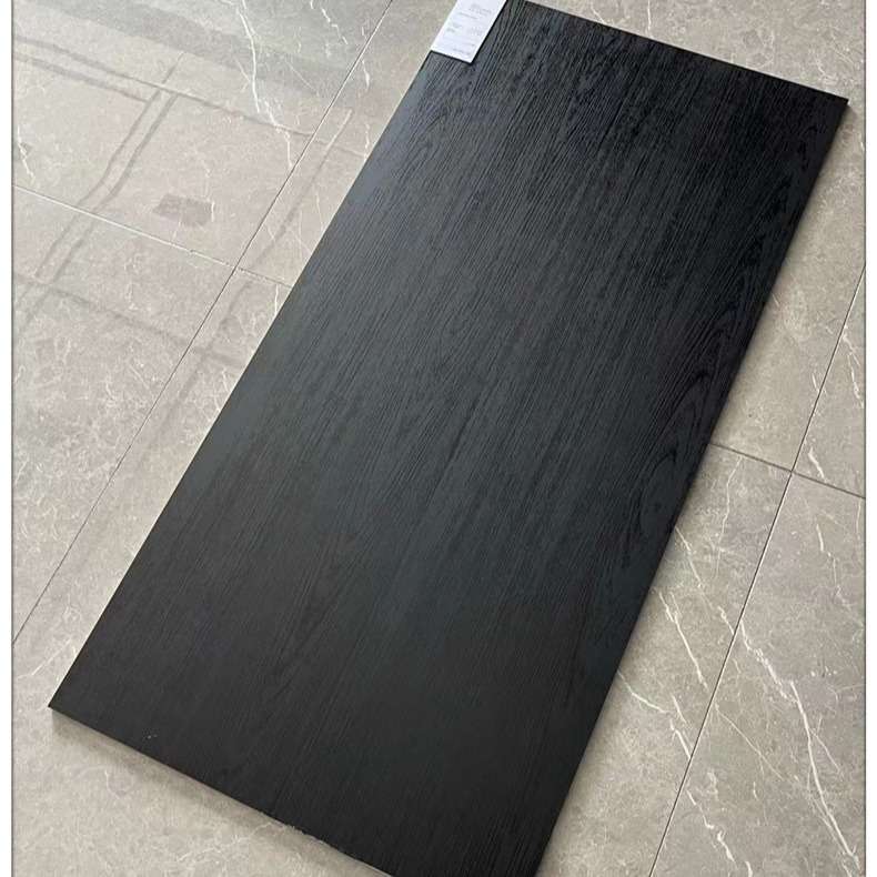 柔光精雕600x1200mm瓷砖卫生间下墙砖黑色木纹砖鱼骨地砖服装店砖