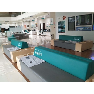 农业银行接待大厅等候区排号区休息区多人组合卡座沙发皮质沙发