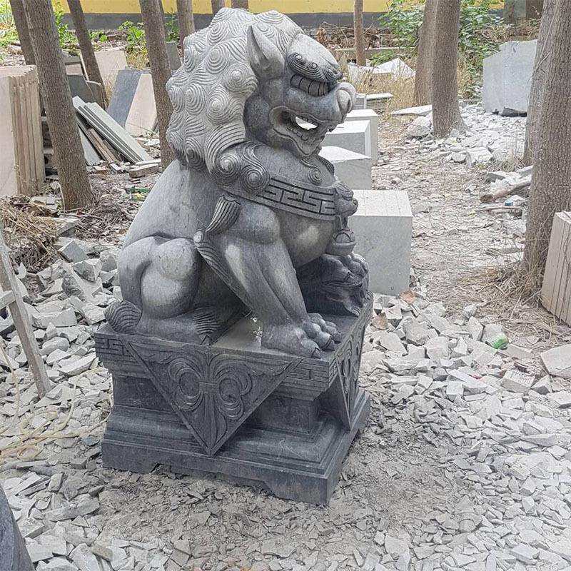 青石石雕石狮子一对 门口摆饰庭院摆件石雕狮子 墓地石狮子