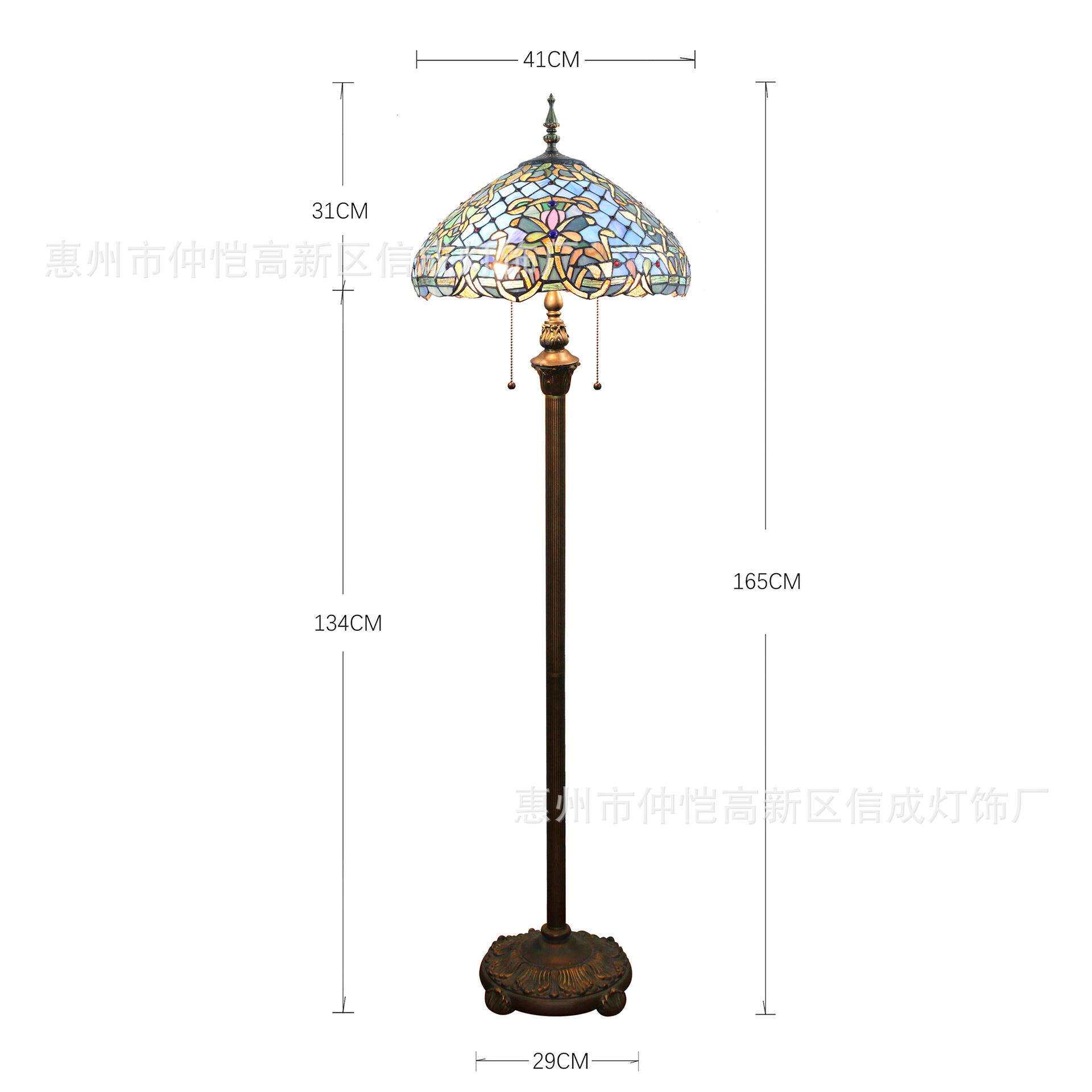 蒂凡尼欧式宫廷复古蓝色巴洛克酒吧咖啡餐厅卧室站立灯别墅落地灯