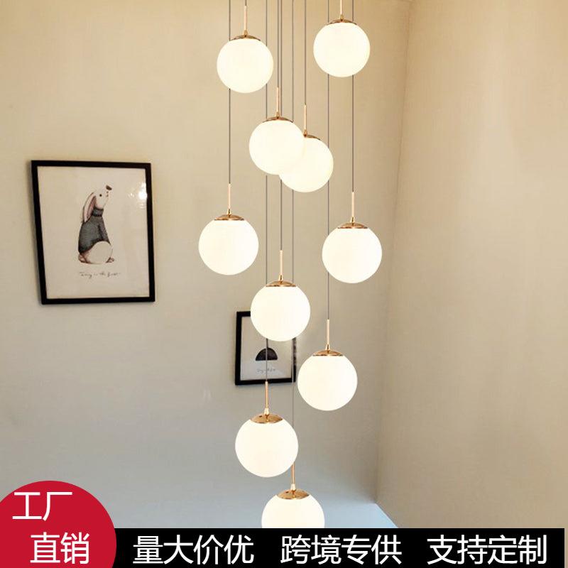 复式楼长吊灯楼梯间轻奢简约现代小loft公寓挑空别墅中空客厅大灯