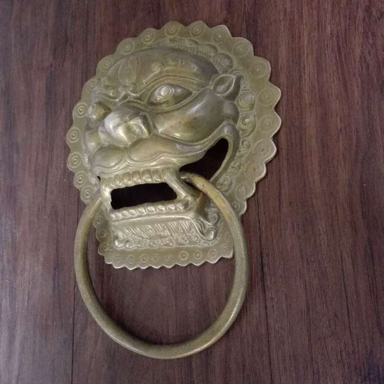 天宇明清家具铜配件中式仿古铜兽头狮子头门环实木玻璃门大拉手