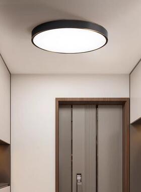 简约现代轻奢全铜吸顶灯卧室灯led走廊过道阳台灯超薄 LD圆形黑色