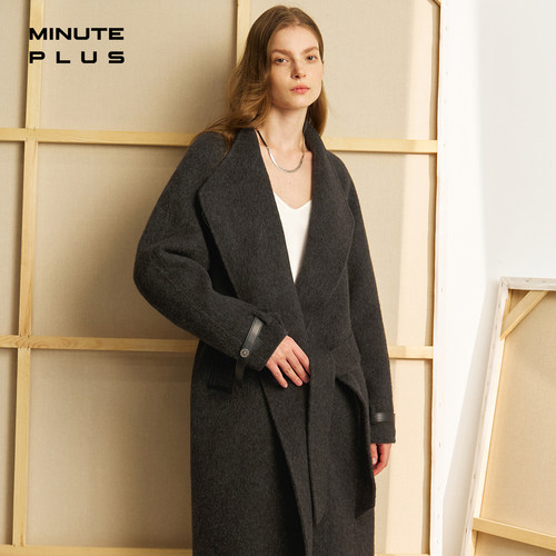 MinutePlus鞍边叙事羊毛大衣