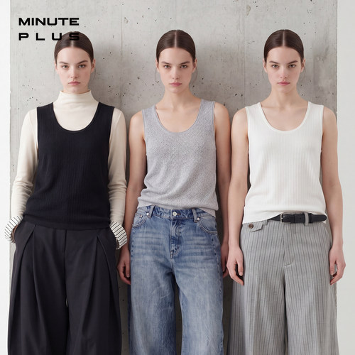 MinutePlus纯色基础款圆领背心女款舒适百搭运动可外穿透气背心