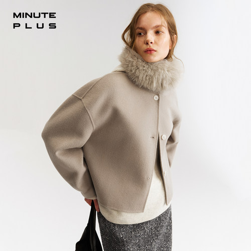 MINUTEPLUS无领廓形羊毛短款外套
