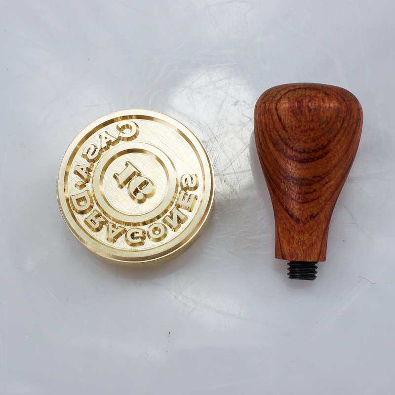 火漆印章花梨木冰块咖啡店酒吧用烙印铜章木制复古