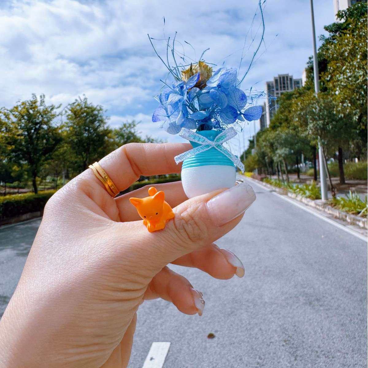 迷你仿真创意花瓶摆件微景观学习办公桌面摆件车载中控台汽车饰品