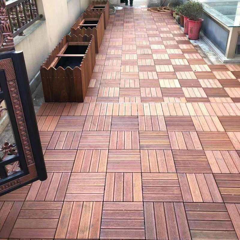 花园露台户外防腐拼接木地板重蚁木菠萝格阳台地板自铺实木全实木
