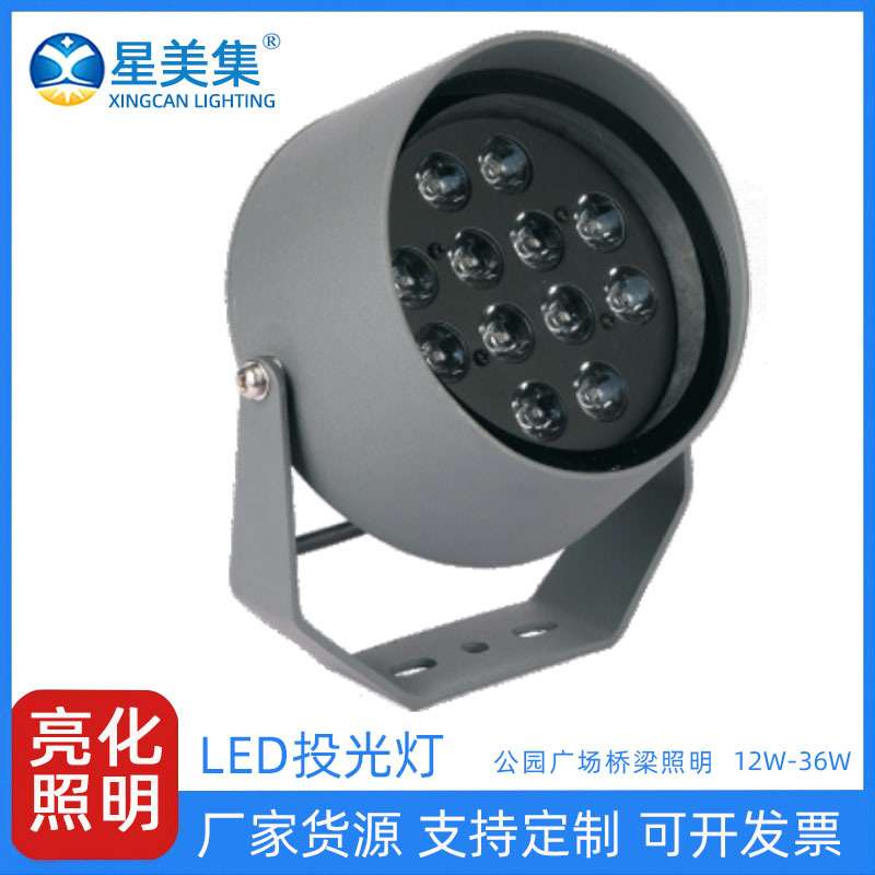 12W36W户外防水外墙轮廓公园 led投光灯树林工程一束光投光灯