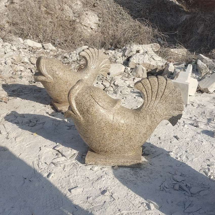 水池四周石雕喷水鱼花岗岩鲤鱼吐水摆件喷泉配件水景装饰厂家直销
