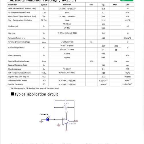 KLH36-ITF 红光硅光二极管 波长范围:600nm-700nm 中心波长:680nm