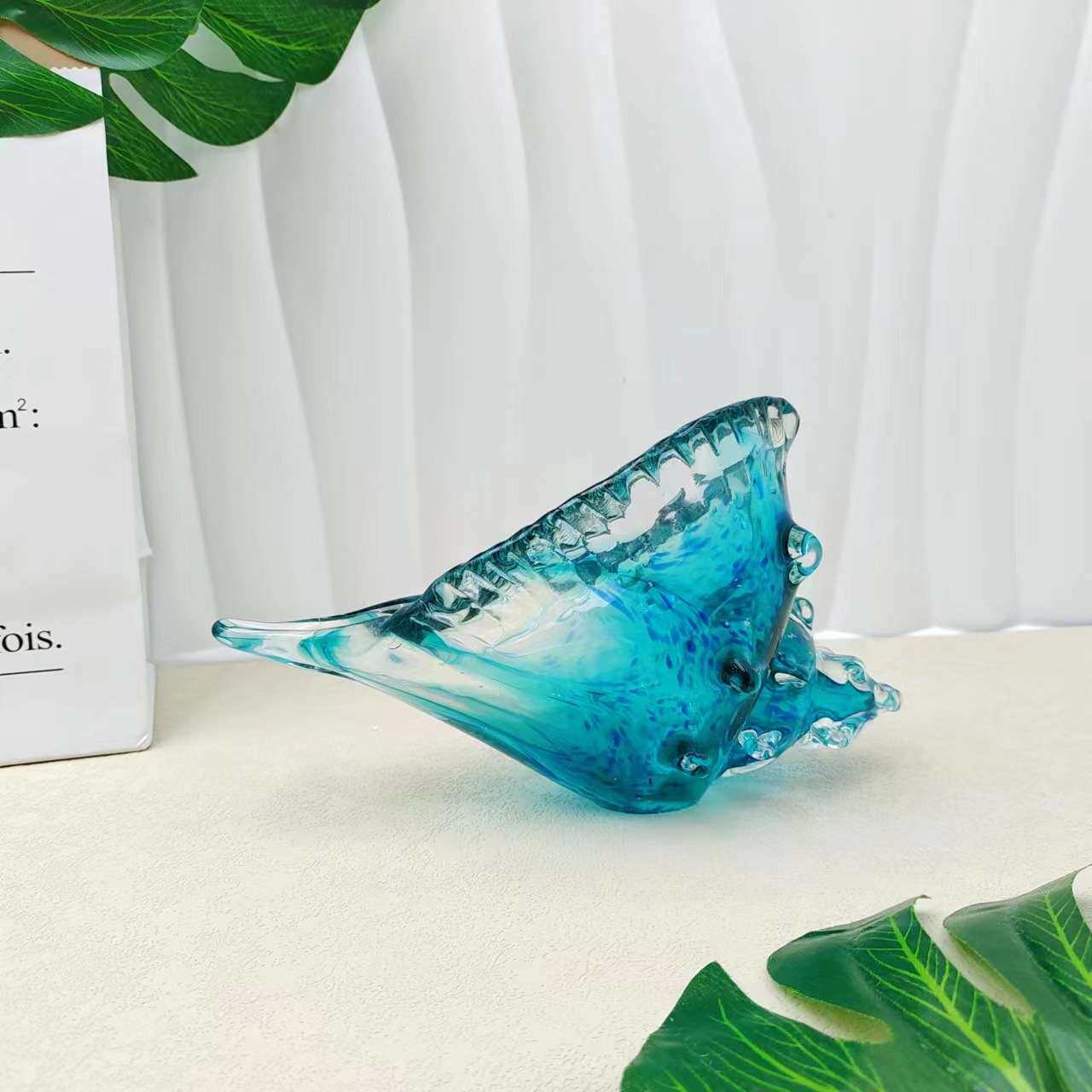 现代艺术贝壳海螺玻璃创意果盘摆件样板间家居客厅餐桌玄关工艺品
