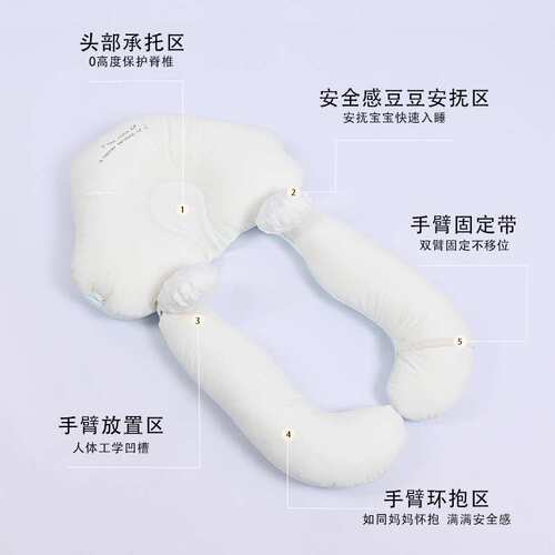 婴儿安抚枕侧睡枕透气宝宝定型枕抽绳可调节纠正扁头防偏头A类