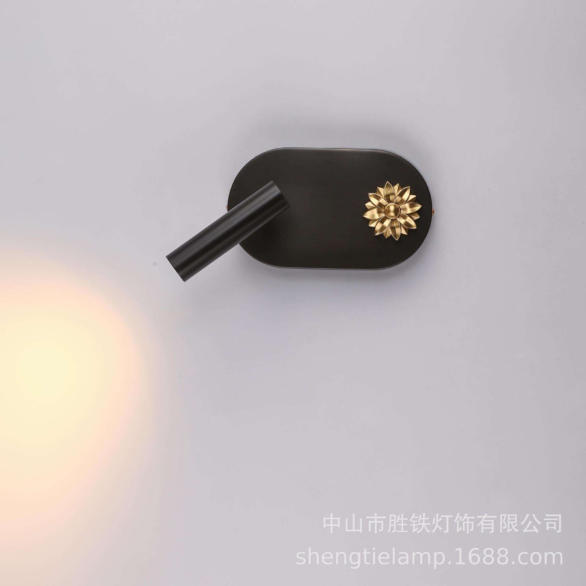 中山灯具北欧全铜椭圆形吸盘壁灯创意简约卧室床头客厅过道墙壁灯
