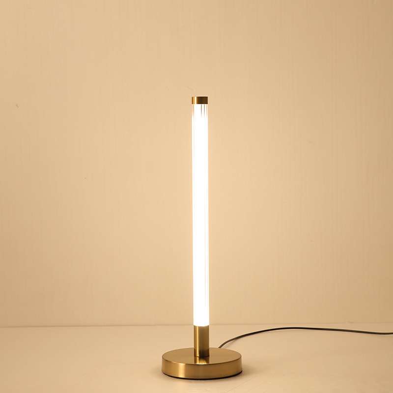 简约台灯清光条纹直管装饰床头灯现代金属卧室led灯饰bed lamp