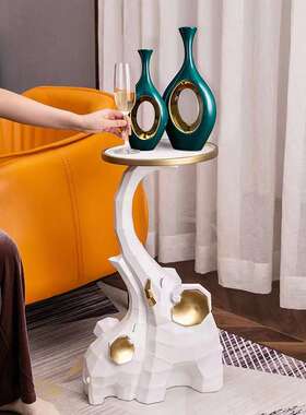 大象落地摆件客厅大型号装饰品移动茶几电视柜边几中式象托盘收纳