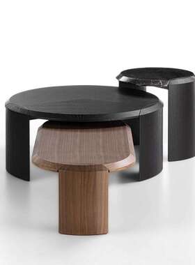 Bellagio意式极简组合茶几大小圆轻奢实木大理石高档设计师款茶桌
