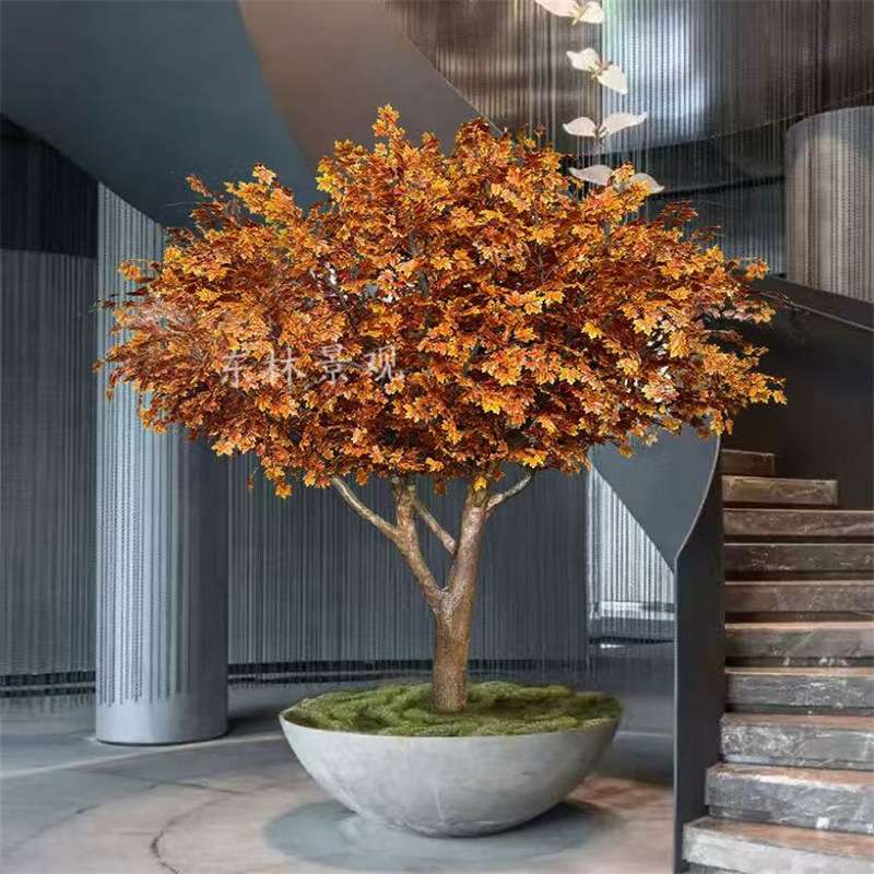 仿真梧桐树 银杏树 枫树造景餐厅酒店室内假树大型落地花艺装饰