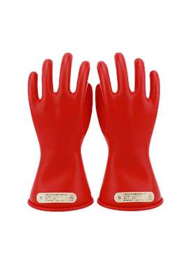 双安 00级11寸 乳胶带电作业用绝缘手套红色0.5KV  500V 低压手套