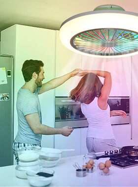 RGB炫色吸顶风扇北欧家用卧室餐厅LED智能APP吸顶风扇灯具