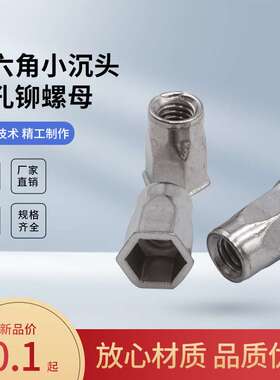 拉铆螺母304不锈钢平头拉母通孔小沉头半六角拉铆母拉卯钉M3-M10