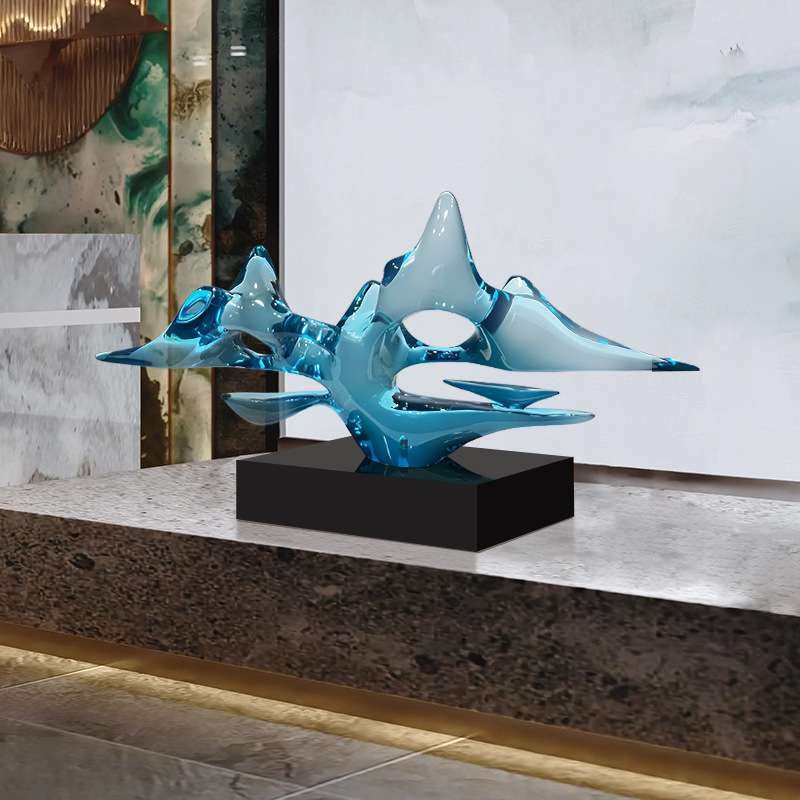 新中式山水透明雕塑高档酒店大堂茶桌摆件装置艺术品客厅玄关饰品,鲜花速递/花卉仿真/绿植园艺,割草机/草坪机,淘宝优惠券,粉丝福利购,淘宝优惠卷