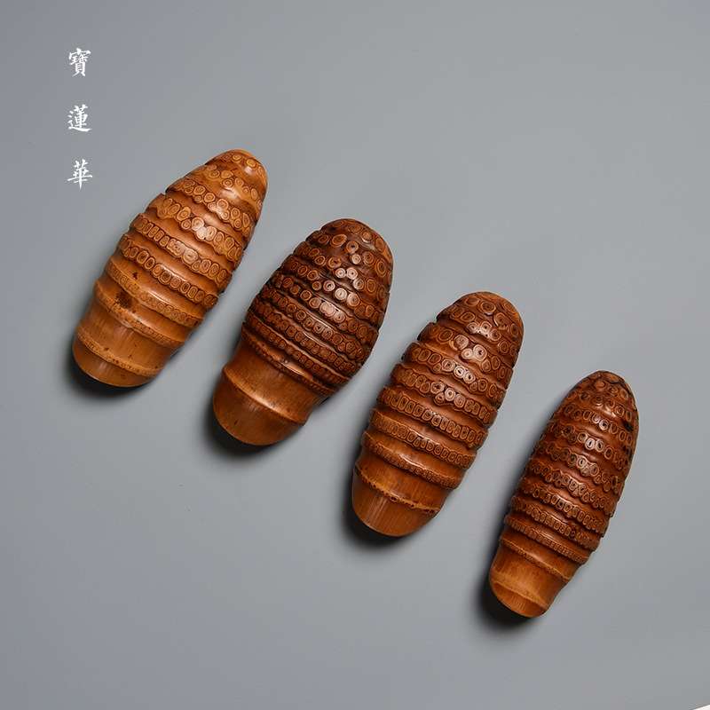 ? 精磨卷叶形老竹根茶则 手工文玩老竹茶荷 竹茶则赏茶荷茶