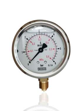 供应WIKA不锈钢压力表耐震充油表注液径向立装YBN63 6BAR 0.6MPA