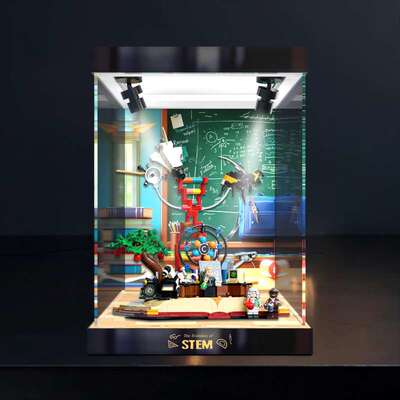 适用创意IDEAS系列21355知识就是力量积木模型防尘罩亚克力收纳盒