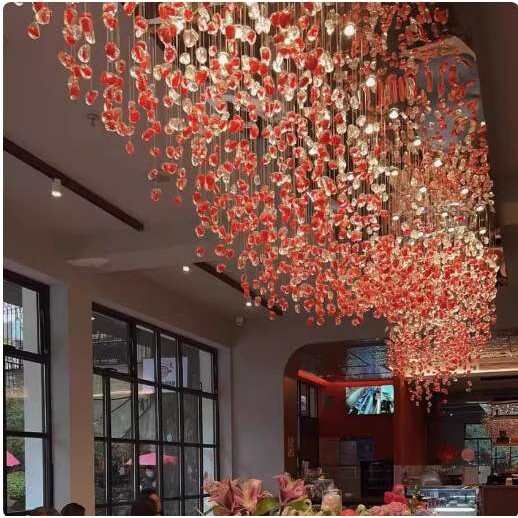 琉璃石头吊灯餐厅酒店宴会厅大堂吸顶灯造型月子中心创意灯具制作