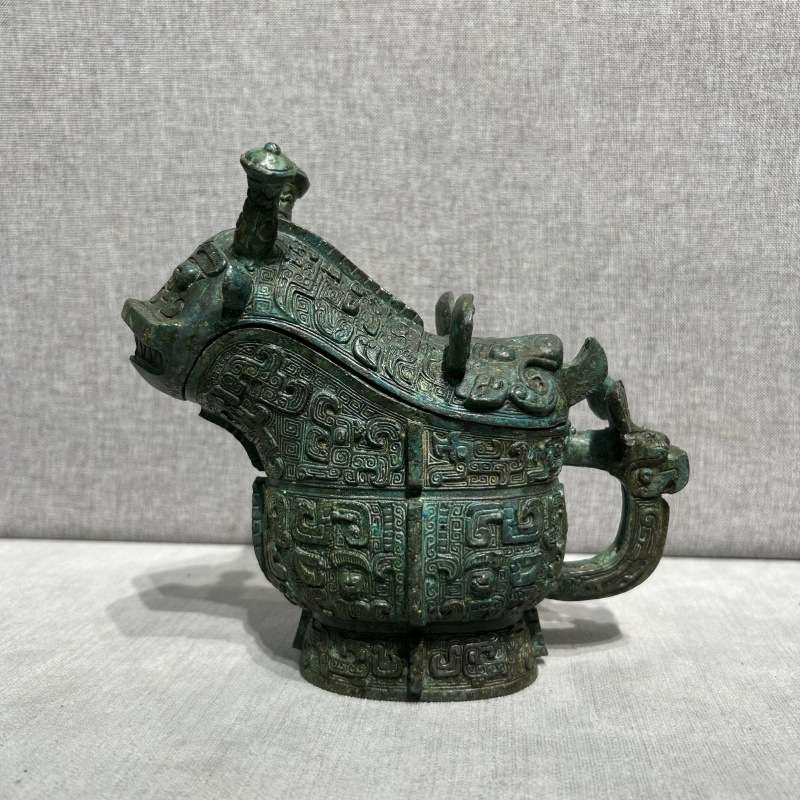 兽面纹觥仿古青铜器工艺品办公室博古架桌面摆件厂家直销 制作