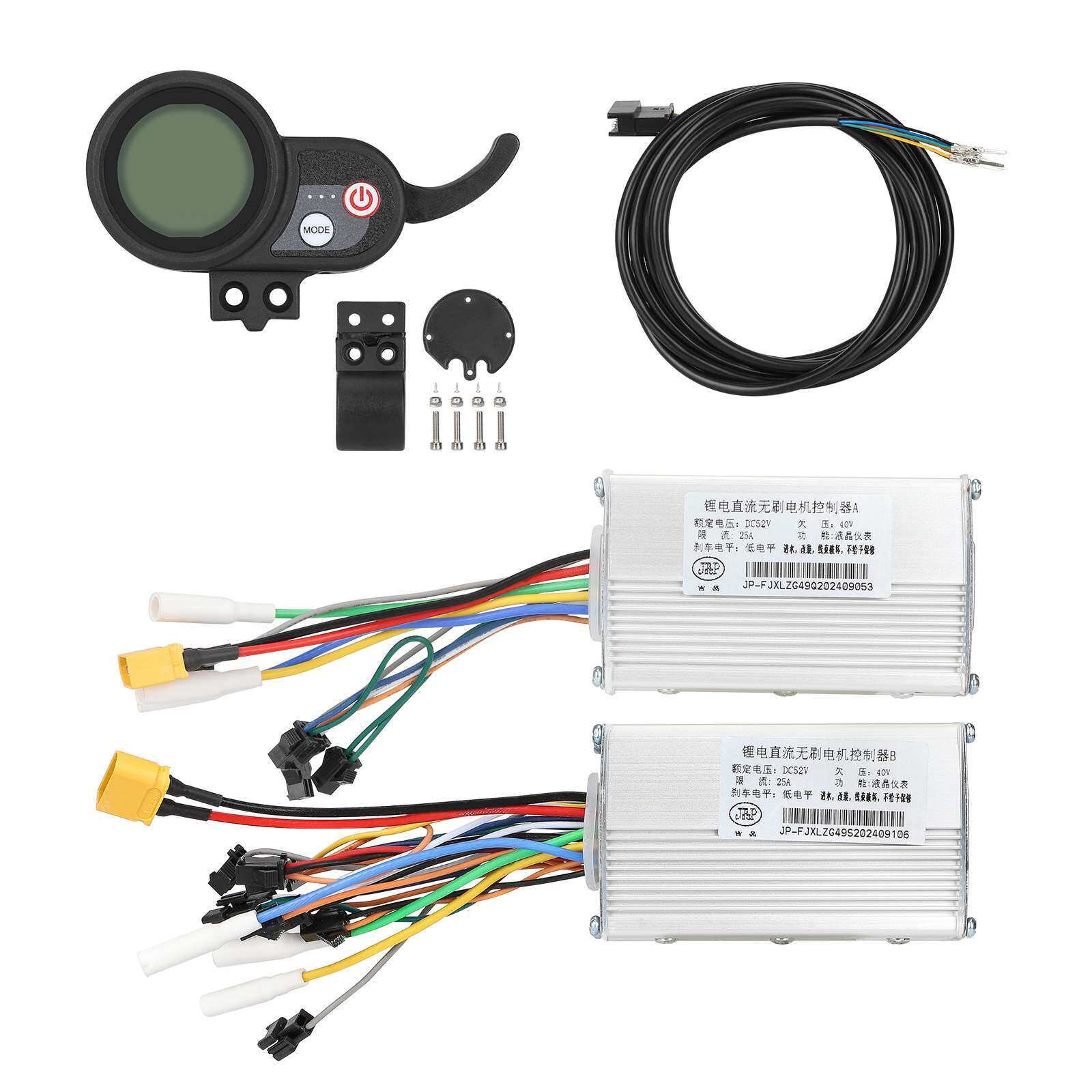 新品电动滑板Jeep52V25A双驱动6芯扁头36V-60V仪表老款连接线套装
