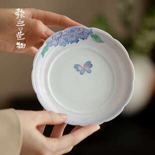 弥言创意渐变壶承手工陶瓷蓄水干泡盘家用小茶台差点盘盖碗茶壶垫