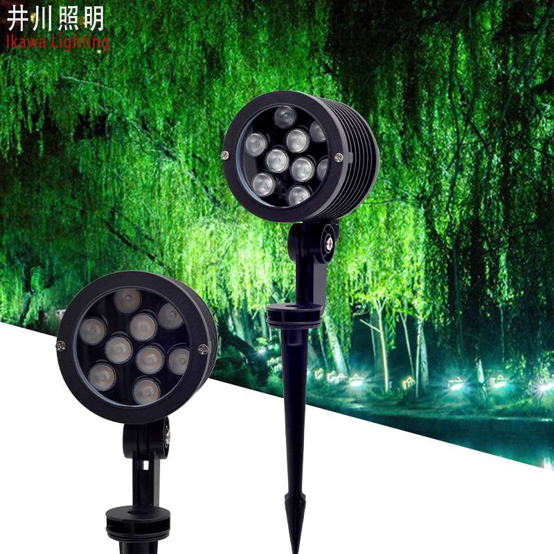LED照树灯插地灯车轮射树灯户外防水投光灯花园草坪景观圆形射灯