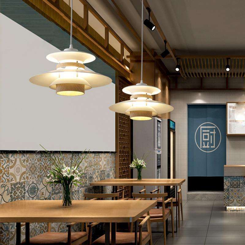 外贸北欧极简餐厅飞碟吊灯胡桃木色餐厅卧室书房吧台家具装饰吊灯