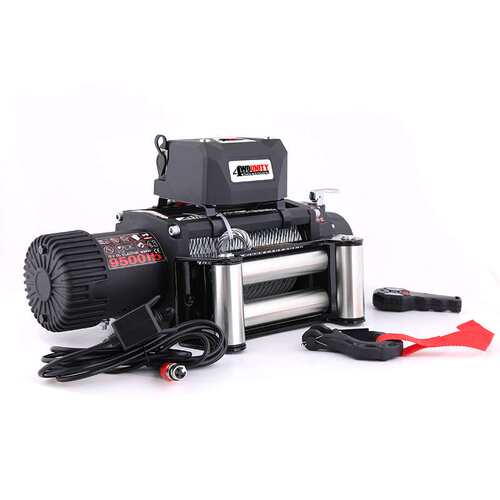 跨境 厂家12V 9500磅车载钢丝绳电动绞盘脱困牵引自救保修一年