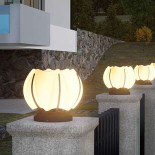 太阳能莲花院墙柱头灯柱子门柱灯大门灯花园别墅庭院立柱户外灯