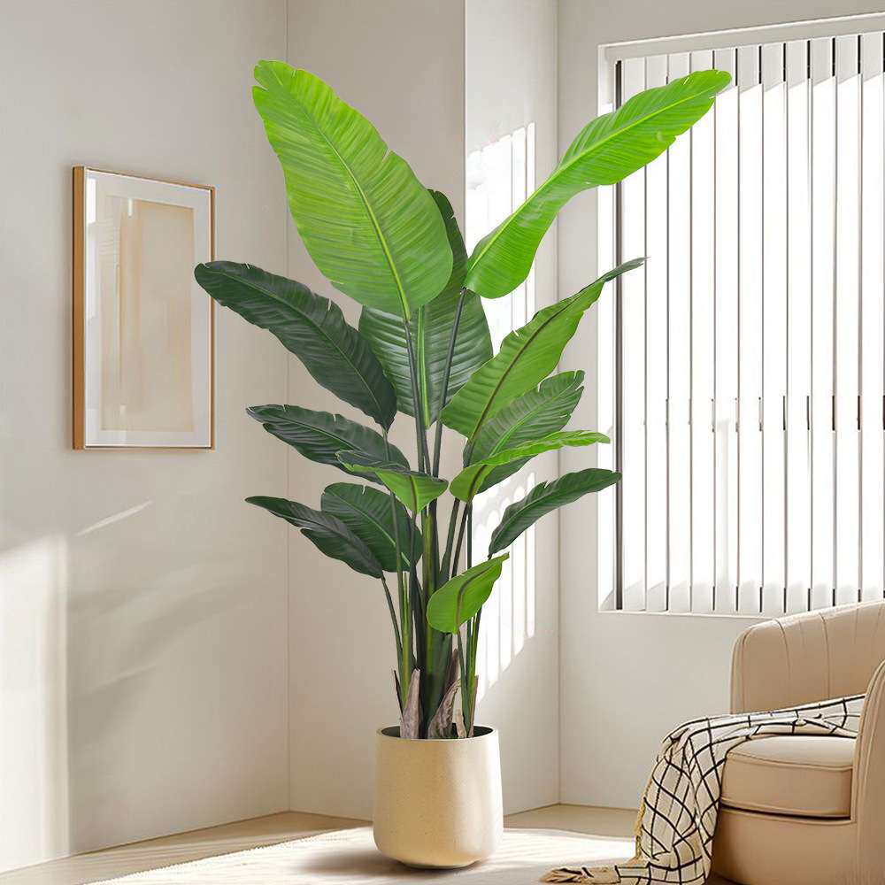 高端轻奢仿真绿植旅人蕉盆栽客厅落地仿生天堂鸟植物假树落地摆件