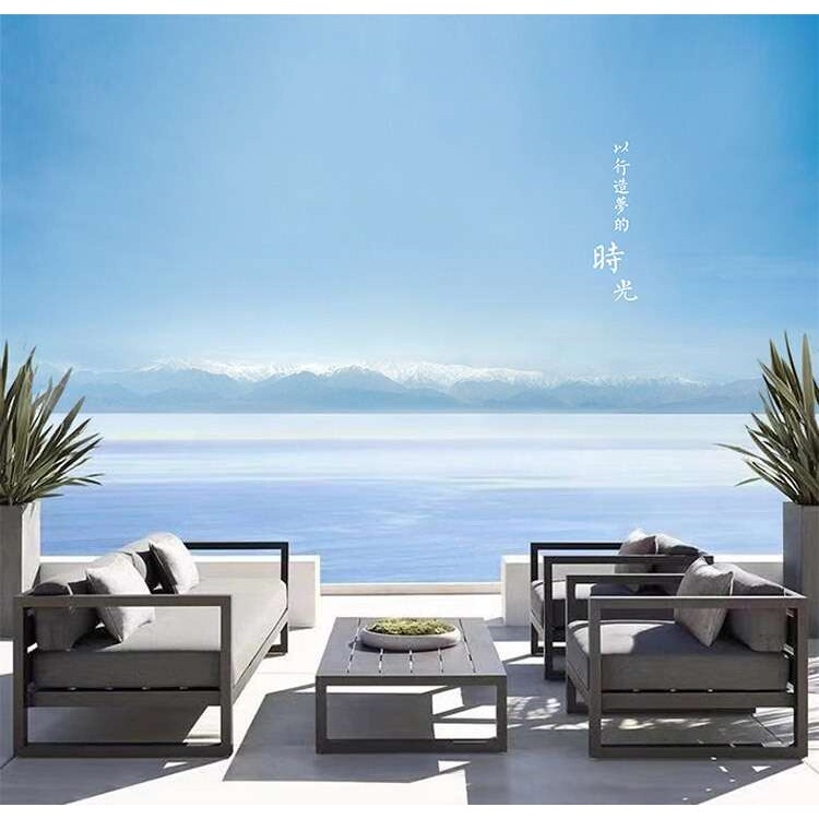 loft工业风办公室沙发简约现代户外庭院花园防水铁艺沙发茶几组合