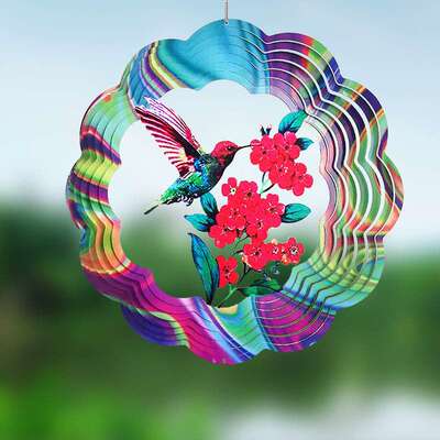3D立体动态旋转风铃不锈钢彩色风转3D Garden Decorative Spinner