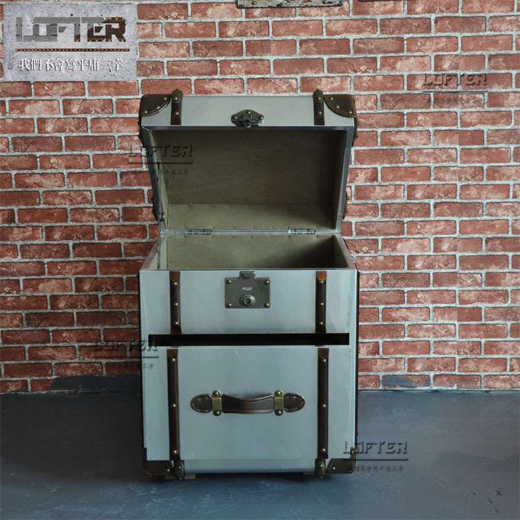 铝皮铆钉角几LOFT工业风个性边几酒吧咖啡店服装店复古箱柜收纳柜